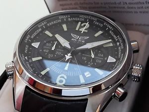 【送料無料】orologio cronografo worldtimer uomo aviator f series mens chrono steel nuovo