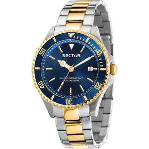 【送料無料】orologio uomo sector 230 r3253161015 bracciale acciaio bicolor gold dorato blu|hokushin
