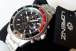 【送料無料】orologio uomo lorenz,cronografo professional diver,chrono,ghiera nerarossa,320|hokushin