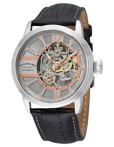 【送料無料】stuhrling mens skeletonized automatic movement with engraved scrollwork watch|hokushin