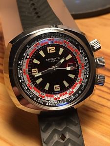【送料無料】montre vintage esperanto diver triple crown gmt timezone 46mm rare｜hokushin