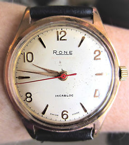 【送料無料】gents 1950s rose gold plated rone automatic watch 17 jewels eta 2451 serviced