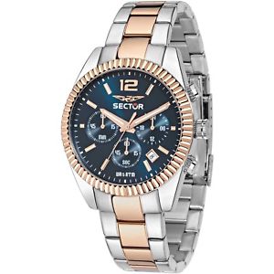 【送料無料】orologio sector 240 r3273676001 uomo watch acciaio 41mm cronografo oro rosa blu｜hokushin