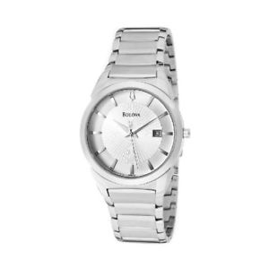 【送料無料】orologio solo tempo uomo bulova 96b015 acciaio silver datario classico elegante｜hokushin