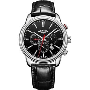 【送料無料】rotary gents chronograph stainless steel leather strap watch  gs0508304