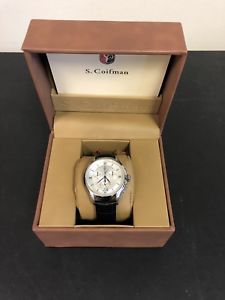 【送料無料】s coifman from invicta mens 46 mm swiss made quartz chronograph leather strap