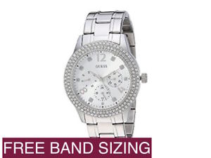 【送料無料】brand  authentic guess womens silver tone stainless steel watch ou1097l1t
