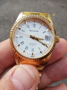 【送料無料】bulova date just automatico incabloc placcato oro in buone condizioni e perfetta