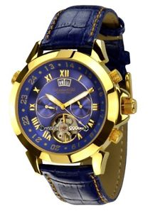 【送料無料】neu calvaneo 1583 astonia luxury blue gold hochfeine automatik kalender uhr｜hokushin