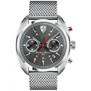 【送料無料】nib ferrari 0830214 mens scuderia chronograph sportiva ss mesh bracelet watch