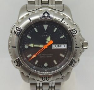【送料無料】orologio uomo lorenz subacqueo acciaio day date sub professional 200m swiss made