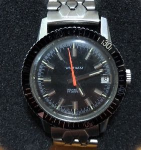 【送料無料】vintage waltham diver watch all ss case,signed crown