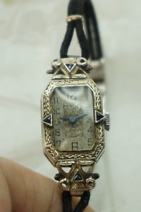 【送料無料】antique ladies wrist watch american watch co 14k white gold 17 jewels 20 grams