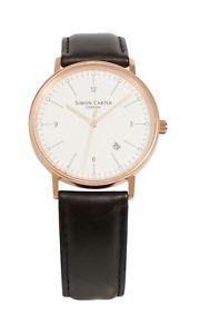 【送料無料】simon carter rose gold finish bevelled window mens wrist watch