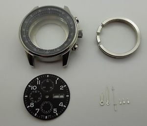 【送料無料】valjoux 7750 boitier pilote acier 46 mm cadran et aiguilles luminova neufs