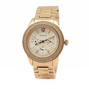 【送料無料】bulova womens swarovski crystal collection 97n101 rose gold analog watch