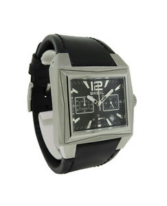 【送料無料】breil bw0197 mens square analog chronograph date stainless steel leather watch｜hokushin
