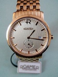 【送料無料】bnib roamer odeon slim gold plated quartz date watch rrp 479|hokushin