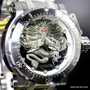 【送料無料】invicta coalition forces dragon silver tone steel 52mm automatic watch