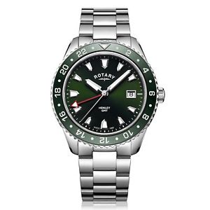 【送料無料】rotary gb0510824 mens henley green gmt wristwatch｜hokushin