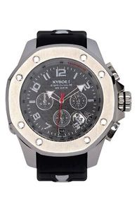 【送料無料】kyboe chronograph silicone strap watch 48mm fashion designer mens|hokushin