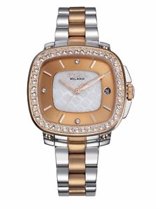 【送料無料】375 womens breil capital crystal twotone stainless steel bracelet watch｜hokushin