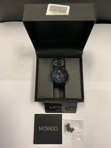 【送料無料】mens movado bold chronograph ceramic stainless steel 43mm watch mint|hokushin