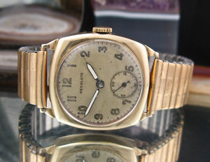 【送料無料】resolute 9c gold vintage watch expanding polished 375 working swiss made|hokushin