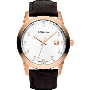 【送料無料】rodania celso swiss made 2510433 gents brown calfskin 40mm date quartz watch｜hokushin 44,388円