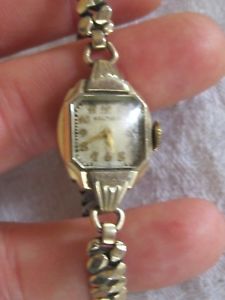 【貨物輸送無料】vintage ladies  waltham 10k gold filled 17 jewel movement wrist watch  it works レディース腕時計-腕時計