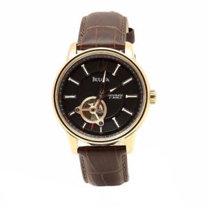 【送料無料】bulova mens automatic collection 97a109 brownrose gold analog leather watch 53,880円