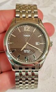 【送料無料】timex indiglo 30m wr cr 2016 cell mens wrist watch silver