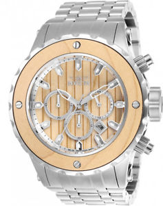 【送料無料】invicta mens subaqua quartz chrono 500m stainless steelblonde wood watch 25072|hokushin