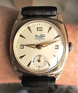 【送料無料】gents 1957 9ct gold bentima star wind up watch eta 1260 serviced restored