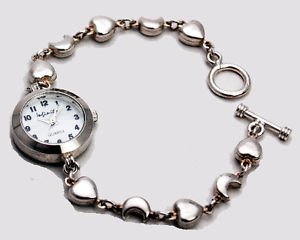 【送料無料】infinitywomens sterling silver 925 heart and moon analog quartz watch