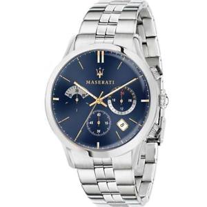 【送料無料】orologio uomo maserati ricordo r8873633001 chrono bracciale acciaio blu gold