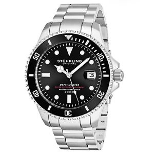 【貨物輸送無料】stuhrling mens swiss automatic 88301 depthmaster  professional dive watch