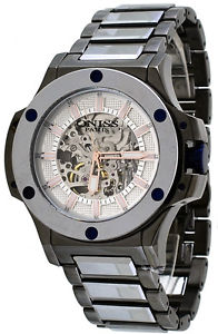 【貨物輸送無料】oniss on660112 mens bold collection tungsten seethru skeleton automatic watch