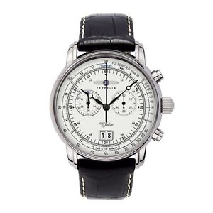【貨物輸送無料】zeppelin 100 jahre zeppelin quarz, 76901, chronograph mit grodatum, silber
