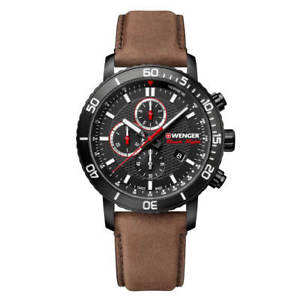 【貨物輸送無料】wenger 011843107 mens roadster leather strap chrono watch