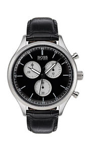 【貨物輸送無料】boss companion herrenuhr 1513543 analog chronograph,stoppuhr leder schwarz