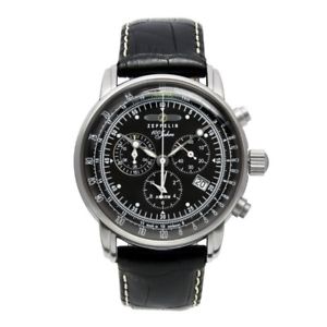 【送料無料】zeppelin 100 jahre zeppelin quarz, 76802, chronograph alarm, schwarz