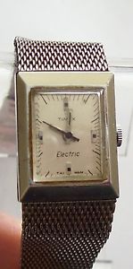 vintage 60s silver tone mesh electric timex watch vintage 60s silver tone mesh electric timex watch