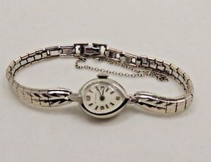 【送料無料】vintage wittnauer 17 jewels 10k white gp ladies wrist watch 26105d runs