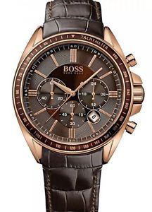 【送料無料】hugo boss hb1513093 brown leather strap designer mens chronograph wrist watch