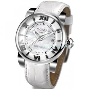【送料無料】orologio automatico uomo locman toscano 0590v1200mwpsw vera pelle bianco｜hokushin