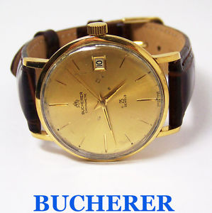 【貨物輸送無料】vintage 18k 一般医 bucherer mens automatic watch 534 p c1970s* exlnt* serviced