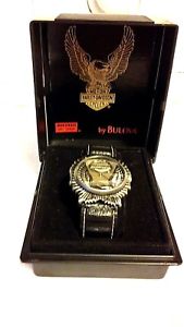 【貨物輸送無料】harley davidson bulova watch 96014 rare eagle  wbox gift collectible running
