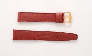 fortis red ostrich leather watch strap 18mm nos