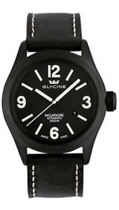 【貨物輸送無料】glycine incursore automatic pvd coated steel mens strap watch calendar 387499t